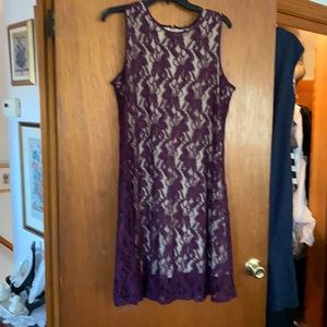Purple dress with tan underlay